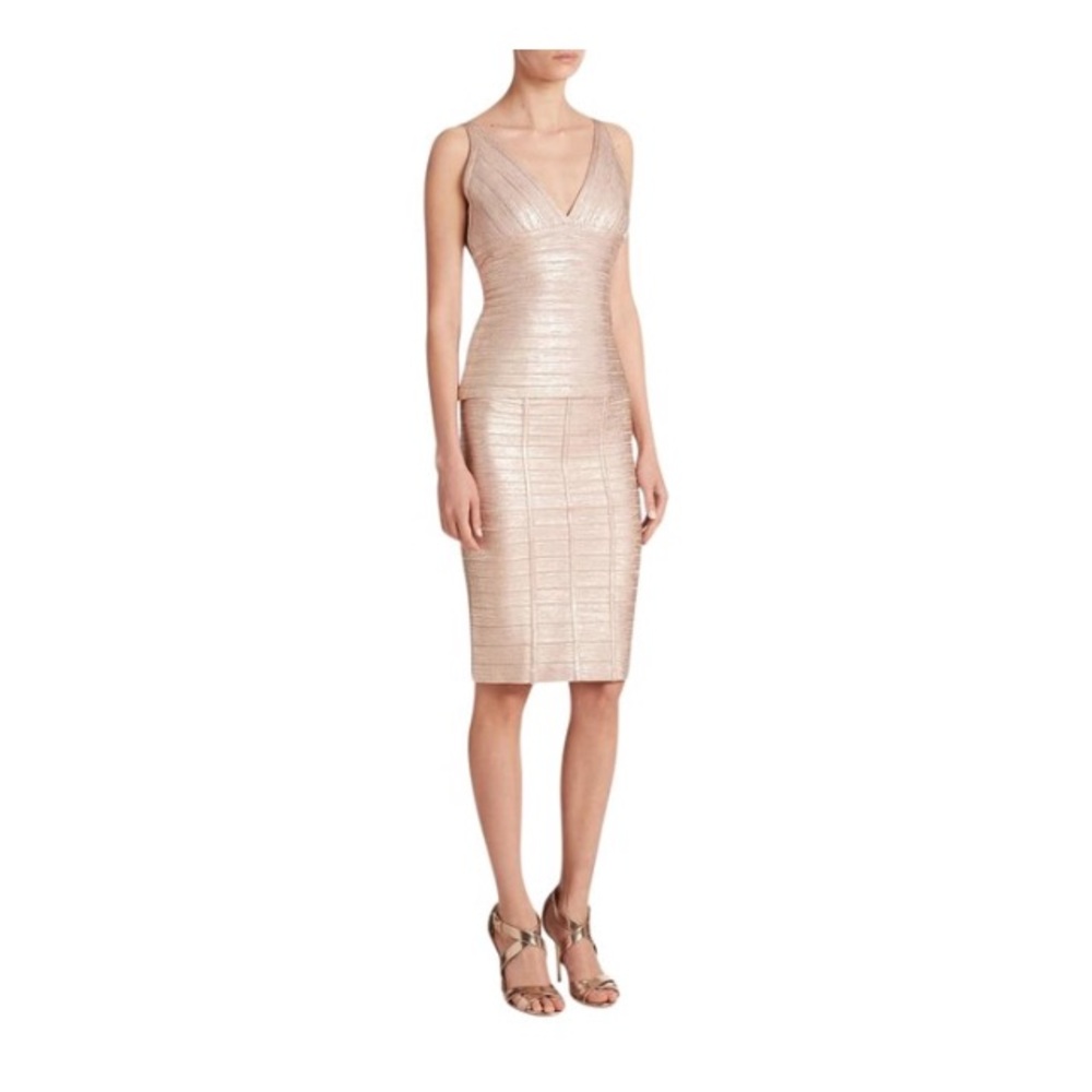 HERVÉ LEGER ~Rose Gold Top Brand New xs
